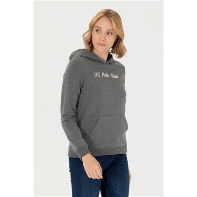 Kadın Antrasit Melanj Kapüşonlu Sweatshirt