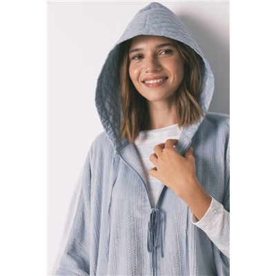 Poncho corto polar relieve azul