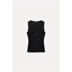 BUTTONED RIBBED T-SHIRT