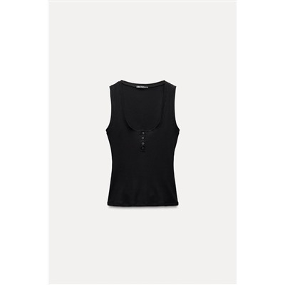 BUTTONED RIBBED T-SHIRT