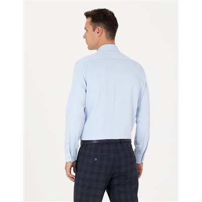 Açık Mavi Regular Fit Uzun Kollu Basic Gömlek