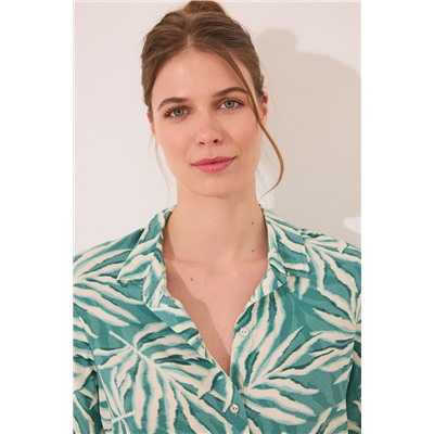 Set camisa y pantalón corto print hojas