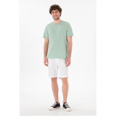 Erkek Regular Fit Bisiklet Yaka Su Yeşili Basic Tişört