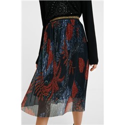 Falda midi plisada floral