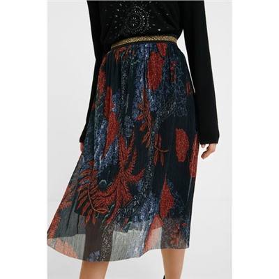 Falda midi plisada floral