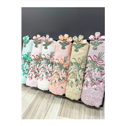 AYHANHOME 6'lı Küpeli Çiçek İşleme Renkli Çeyizlik 30x50 Mutfak Havlu Seti Küpeli*Buket