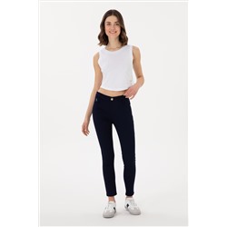 Kadın Lacivert Toothpick Fit Kanvas Pantolon