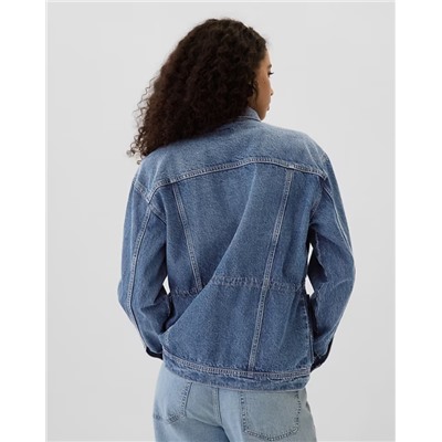 Oversized Cinched-Waist Denim Jacket
