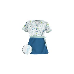 UA Day At The Beach Navy Mock Wrap Print Scrub Top