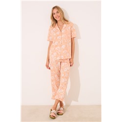 Pijama camisero Capri naranja algodón
