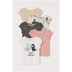 5er-Pack Shirts Weiß/Hunde