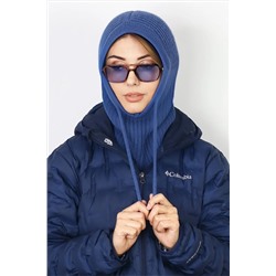 Ritnice Kadın İpli İndigo Balaclava Triko Bere / Başlık 1290