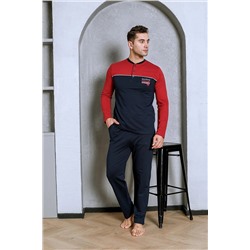 AHENGİM Man Erkek Pijama Takımı Iki Iplik Önü Robalı Pamuklu Mevsimlik M70162281 1-2-10001225