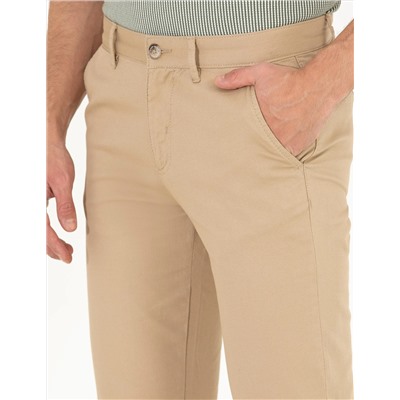 Bej Regular Fit Kanvas Pantolon