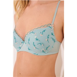 GORGEOUS Sujetador push up bordado flores  azul claro