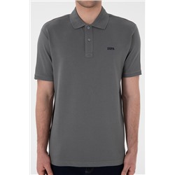 Erkek Regular Fit Polo Yaka Gri Basic Tişört