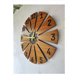 AA Shop Ahşap Ceviz Mobilya Renk Desenli Hediyelik Sessiz Duvar Saati 50cm aasaat220