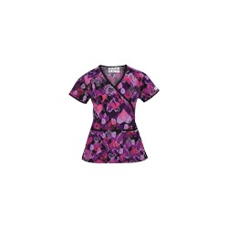 UA Bohemian Heart Black Mock Wrap Scrub Top