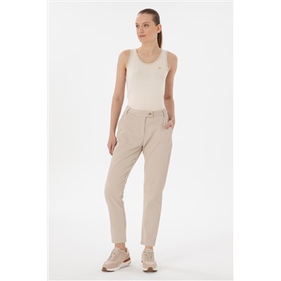 Kadın Taş Keten Karışımlı Carrot Hight Waist Fit Kanvas Pantolon