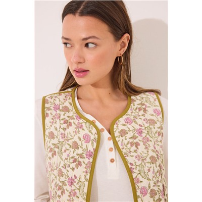 Chaleco reversible 100% algodón print floral
