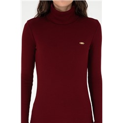 Kadın Bordo Balıkçı Yaka Sweatshirt