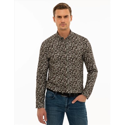 Haki Slim Fit Uzun Kollu Gömlek