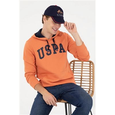 Erkek Kiremit Kapüşonlu Basic Sweatshirt