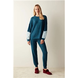 Penti Kolları Desenli Lacivert Pijama Takımı PNHJNZ3023SK-KPT