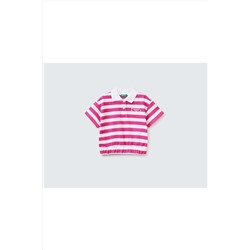 United Colors of BenettonKız Çocuk Mix Beli Lastikli Çizgili Amblemli Pike Polo T-shirt