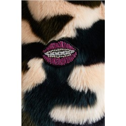 Chaleco peludo animal print bordado
