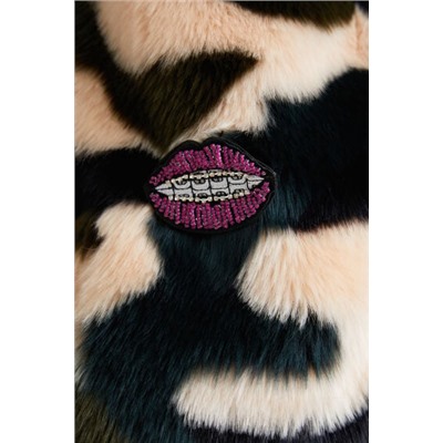 Chaleco peludo animal print bordado