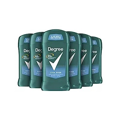 Degree Men Antiperspirant Deodorant 48-Hour Odor Protection Cool Rush Mens Deodorant Stick 2.7 oz, Pack of 6