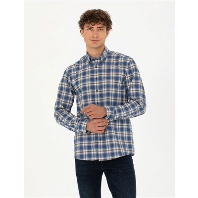 Lacivert Slim Fit Uzun Kollu Gömlek
