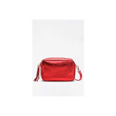 Bandolera de piel Gaby Metallic Rojo