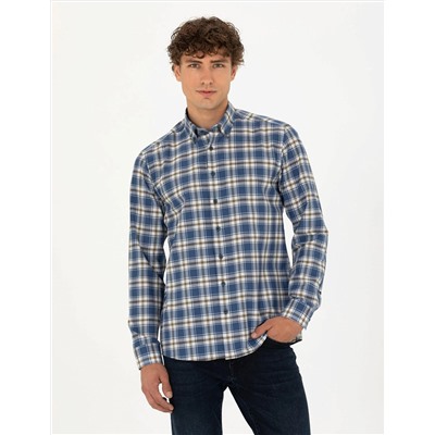 Lacivert Slim Fit Uzun Kollu Gömlek