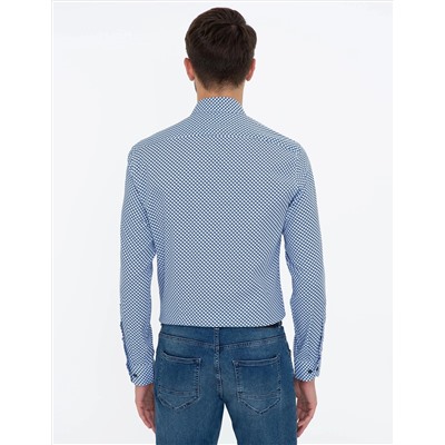 Lacivert Slim Fit Uzun Kollu Gömlek