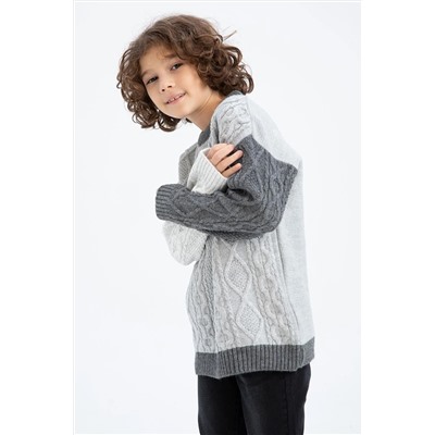 Defacto Erkek Çocuk Oversize Fit Bisiklet Yaka Kazak X9419A622WN
