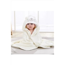 i lin baby % 100 Pamuk Bebek Havlusu, Bebek Havlusu, Bebek Kundak Havlusu, Nakışlı Bebek Havlusu, 75x75cm bebek havlusu krem gri