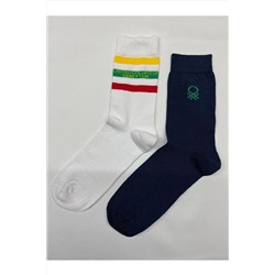 United Colors of Benetton Bnt-m24014 Benetton Erkek Ikili Çorap 71277 Beyaz-lacivert