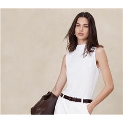 Ribbed Mock-Neck Tank