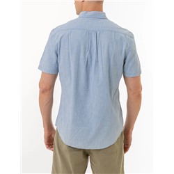 SHORT SLEEVE SLUB CHAMBRAY WOVEN SHIRT