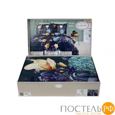 Постельное белье Карвен Stripe Satin с цветным принтом 1.5 спальное N249 -SB017(4пр.)