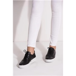 Deripabuc Hakiki Deri Siyah Kadın Deri Sneaker Vns-m01 VNS-M01