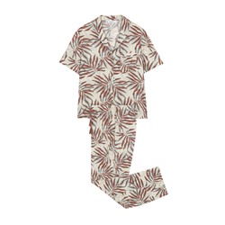 Pijama largo camisero print hojas