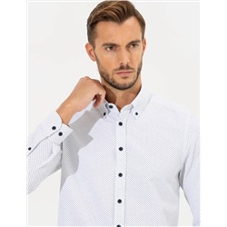 Lacivert Slim Fit Uzun Kollu Gömlek