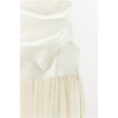 CONTRAST STRAPLESS MIDI DRESS