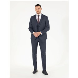 Lacivert Yelekli Slim Fit Takım Elbise