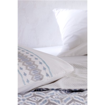 Abrial King Size %100 Pamuk Ranforce Baskılı Nevresim Takımı - Gri/Mavi