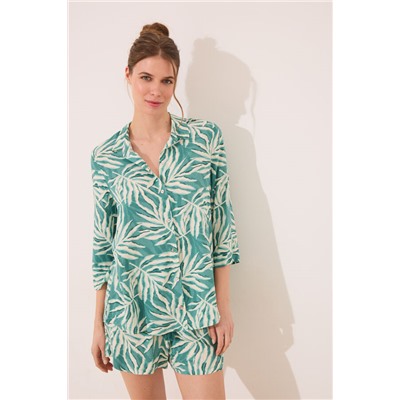 Set camisa y pantalón corto print hojas