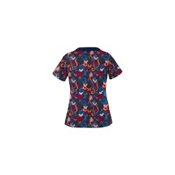 UA Flutter Flattery Navy Scallop Neck Scrub Top